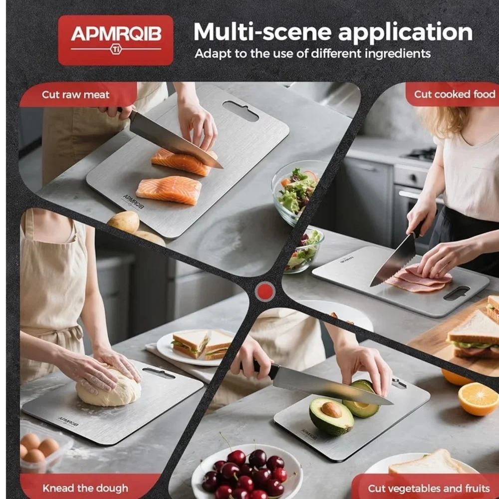 APMRQIB 100% Pure Titanium Cutting Board - Silver